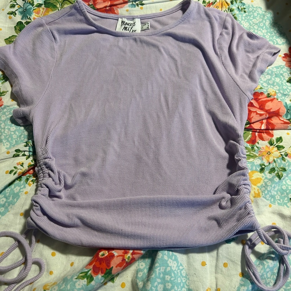 Princess Polly Light Purple Ruched Short Sleeve Tee